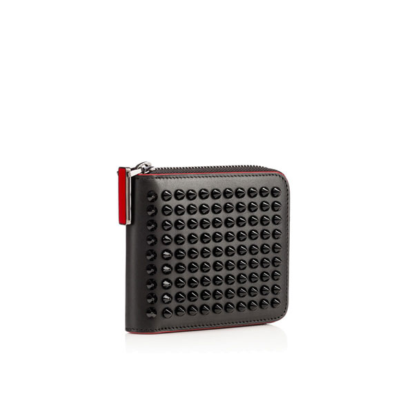 2015SSセレブ・モデル愛用クリスチャン ルブタンコピー Christian Louboutin ☆Panettone Spikes Square Wallet Black Leather☆レディースウォレット・財布 3155062CM53